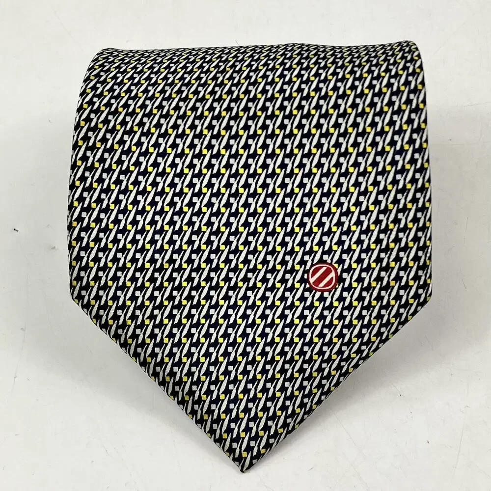 Ermenegildo Zegna Mens Tie Traditional Modern Geometric Print Silk Classic Cut